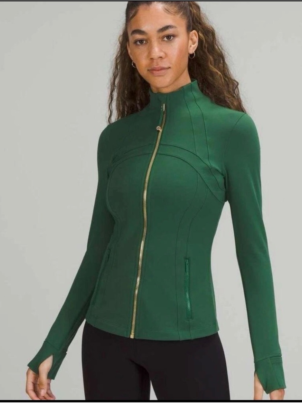 Lululemon Define Jacket Luon Everglade Green Gold Zip | Size 8